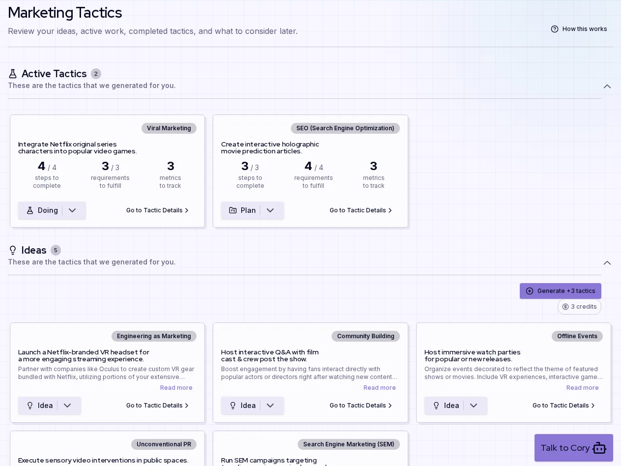 Compare tactics in context in AskCory